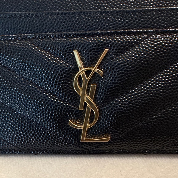 Saint Laurent Black Card Holder with Gold Logo - Picture 2 of 3